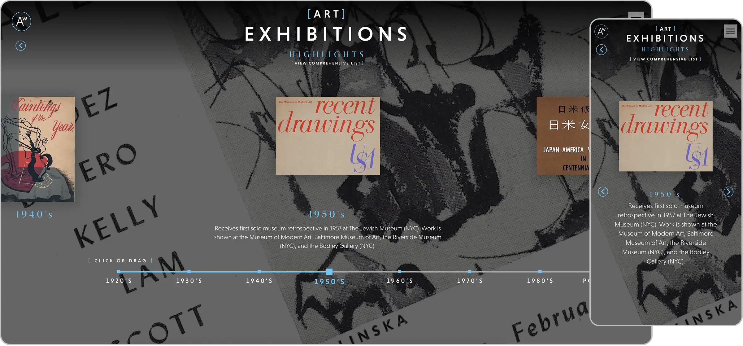 Exhibitions on desktop and mobile